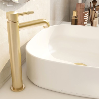 Ravine Tall Basin Mixer - Brushed Brass